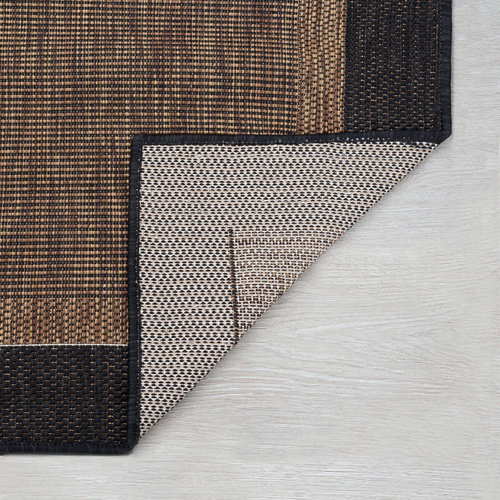 Three Posts™ Dellroy Flatweave Black/Gold Indoor/Outdoor Rug & Reviews